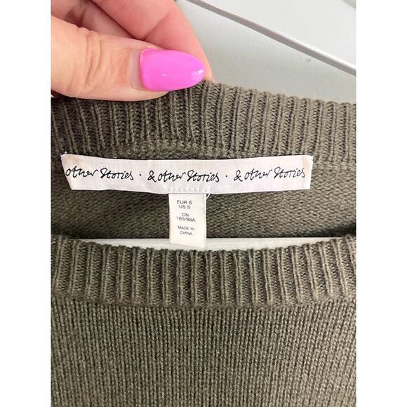 & Other Stories Patchwork Wool Knit Jumper Mixed Print Roundneck Sweater Small - Picture 6 of 8